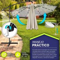 Parasol Excentrico de Sombrilla con 32 Luces LED Solar Giratorio 360º, Protección UV - details 2