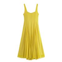 Ropa de mujer europea y americana popular vestido midi con correa de hombro ancho vestido - details 2