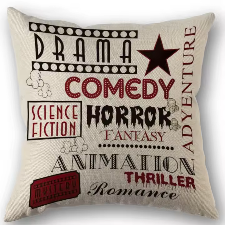 Funda de almohada con estampado de billete de cine, funda de cojín de lino, funda de almohada nórdica Simple para sofá, sin núcleo de almohada, 45x45cm, un lado - 1
