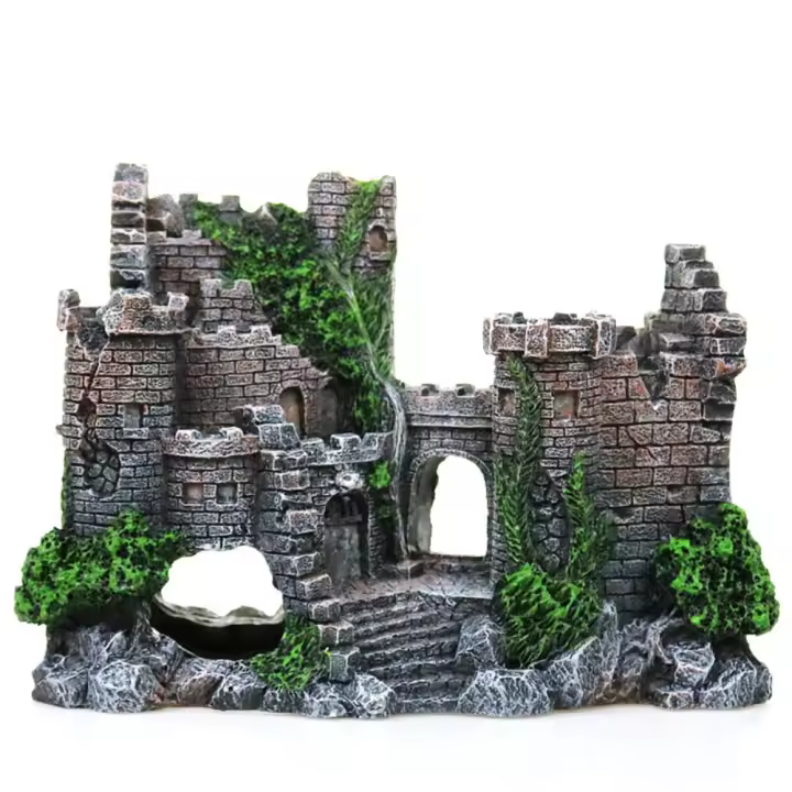 Adornos de pecera con forma de castillo Artificial, resina antigua, decoración de Castillo de acuario exquisito - 1