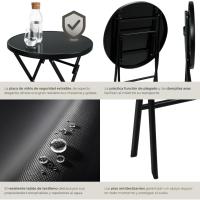 Jardín Exterior de Acero Resistente a la Intemperie Conjunto de Mesa y Sillas de Terraza de 3 Piezas Secado Rápido, Montaje Fácil, Negro - details 3