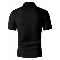 Temu Shein Camiseta para hombre Camisa con cuello Verano Color sólido Manga corta - details 6