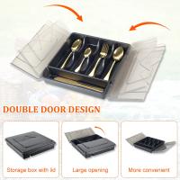 Organizador De Cuchillería Para Gabinetes Portátil Caja De Almacenamiento De Cuchillería Con Tapa Transparente a Prueba De Polvo Y Desechos Estilo Clásico Medidas 31x30.5x5cm - details 2