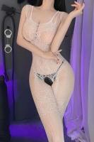 Sujetador abierto de una pieza para mujer, cuerpo sin cierre sexual en la entrepierna, ropa interior transparente ENCE, talla grande, ropa sexy - details 9