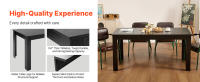 SucceBuy Mesa de comedor rectangular, mesa de madera de 63 pulgadas de largo para 4-6 personas, soporta hasta 330 libras, negra (solo mesa) - details 4
