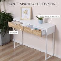 Mesa de Consola Moderna de Metal 100x30x75 cm con 2 Cajones de Almacenamiento - details 4