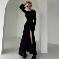 Otoño/Invierno ropa de mujer nuevo estilo de moda cuello redondo manga larga vestido de noche dividido para mujer - details 4