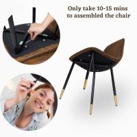 Juego de 4 sillas de comedor con asiento y respaldo suaves, con patas de metal macizo, para sala de estar, dormitorio, cocina o comedor, ante marrón - details 24