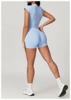 Ropa deportiva de alta resistencia de secado rápido de manga corta Yoga Tre de color sólido - details 12