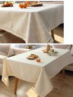 Mantel de lino y poliéster con borde ENCE con borlas rectangulares, mesa de piscina, utilizado para decoración del hogar, cocina - details 11