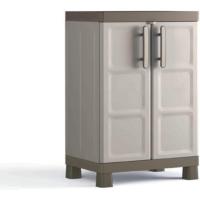Armario de Almacenamiento Alto de Resina 2 Puertas Regulables en Altura 4 Baldosas Color Arena/Gris - details 15
