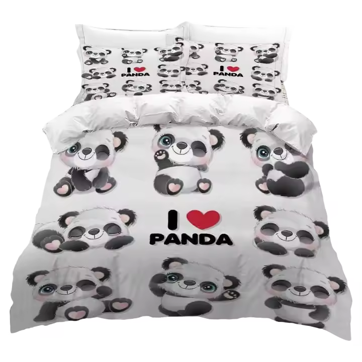 Juego de Ropa de Cama de Panda Rojo 3D Juego de Almohadas Transpirables de Alta Calidad con 2 Fundas de Almohada - 1