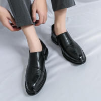 Zapatos formales con cremallera lateral de empalme clásico para hombre, zapatos de cuero informales británicos de tacón bajo de PU - details 21