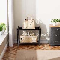 portaequipajes, plegable para maleta bambú con estante almacenamiento para habitación, dormitorio, hotel, servicio pesado (negro) - details 8