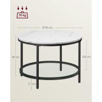 Centro, Mesita de Salón, de Mármol de Imitación Redonda, Estante de Vidrio Templado, Montaje Fácil, Estilo Moderno, Blanco Mármol y Dorado Claro LCT072W59 - details 17