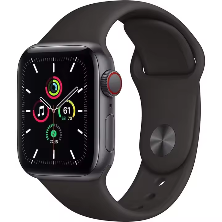 Apple Watch SE (GPS + Cellular, 40 mm) - Caja de aluminio gris espacial con correa deportiva negra (renovado) - 1