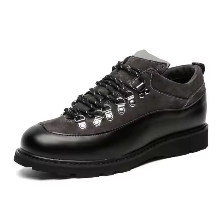 Nuevos botines negros de alta calidad para hombre, zapatos de moda de cuero genuino, cordones lujosos, calidad Wenzhou - 1
