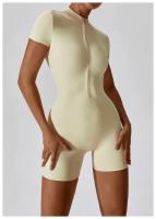 Traje de Yoga para Mujeres Mono con Cierre de Cremallera Manga Corta Gimnasio Push Up Ropa de Entrenamiento Fitness Bodysuit Sportswear Jumpsuits Material Exterior de Nylon Adecuado para Primavera/Verano - details 18