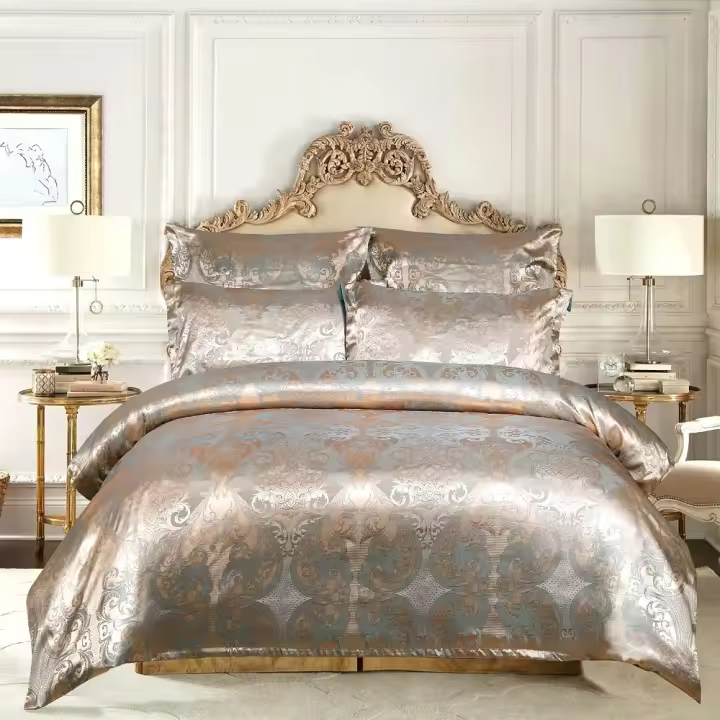 Sábana de Lujo con Forro de Terciopelo Jacquard para Cama Doble Conjunto de Ropa de Cama Euro Sin Sábana Tamaño 220x240 - 1