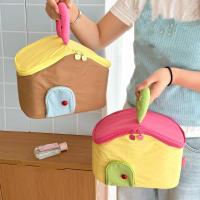 Bolsa de maquillaje de mano impermeable, bolsa de cosméticos multifuncional de nailon con forma de casa, bolsa de almacenamiento para el cuidado de la piel con dibujos animados de gran capacidad - details 11