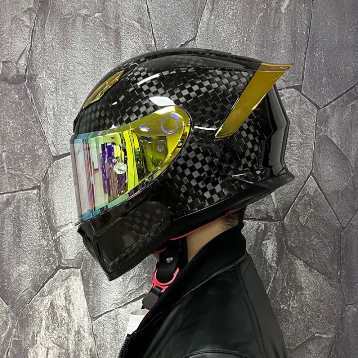 Casco de fibra de carbono para carreras de motos, aprobado por DOT - 1