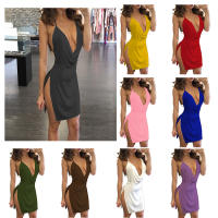 Sexy Ladies Verano Color Sólido Sin Mangas Vestidos de Mujer - details 1