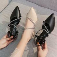 2025 nuevas sandalias de hadas viento bolsa de verano cabeza tacón grueso diamantes de imitación tacón alto con falda zapatos de mujer - details 3