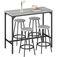 Conjunto de mesa alta de bar y 4 taburetes, mesa alta de cocina con taburetes estilo industrial, marco de metal para salón, marrón rústico - details 9