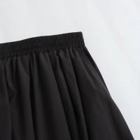 Falda Larga A-Line Mooyufon Para Mujer Negro Vintage Chic Cintura Alta Pliegues Anchos Swing Moda Primavera Elegante Casual Polyester - details 4