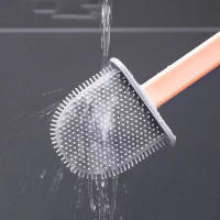 Cepillo de inodoro de silicona para el hogar, soporte de cepillo de limpieza resistente al desgaste, sin esquinas muertas para el baño - details 0