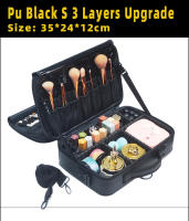 Bolso de maquillaje femenino de cuero Pu impermeable y resistente a los arañazos, estuche de maquillaje profesional de gran tamaño, Nuevo - details 11