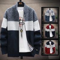 Suéter de invierno para hombre, cárdigan de terciopelo con cuello alto, informal, con cremallera, grueso y cálido - details 9