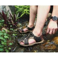 Sandalias cómodas de verano para hombre, zapatos informales de playa y exterior, antideslizantes, de tacón plano, de cuero - details 9