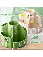 Organizador de papelería de escritorio 5 ranuras caja de almacenamiento de papelería 360 grados giratorio lindo lápiz taza olla para oficina en casa escuela - details 8