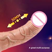 Consolador realista telescópico vibratorio para mujer, masturbación femenina con ventosa, pene con Control remoto y calefacción - details 0