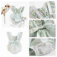 Flores Niña Mono Princesa Verano Bebé Ropa Algodón Recién nacido Mono Para Niña - details 7
