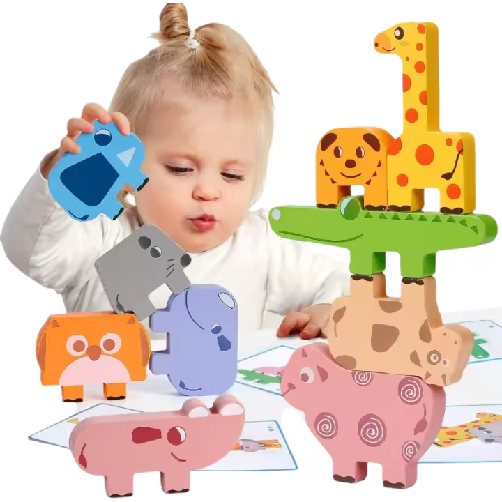 Bloques de construcción de madera para niños, juguetes de animales apilables, regalos para niños y niñas, 2, 3 y 4 años - 1
