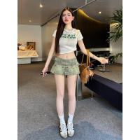 BUNO-Mini falda vaquera vintage de cintura baja, falda plisada con cinturón grande y hebilla cuadrada, moda de verano 2025 - details 4