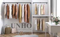 unho Barra Perchero de Pared Industrial de Tubo Vintage de Longitud Ajustable 90-180cm para Colgar Ropa - details 0