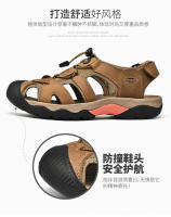 Sandalias de hombre de verano de cuero genuino |   Punta cerrada, suela gruesa antideslizante, diseño ajustable para exteriores – tallas 38–48 - details 9