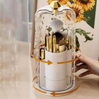 Plástico 360 ° Soporte giratorio para brochas de maquillaje, caja de almacenamiento de cosméticos a prueba de polvo de gran capacidad con tapa, organizador de maquillaje, tocador - details 7