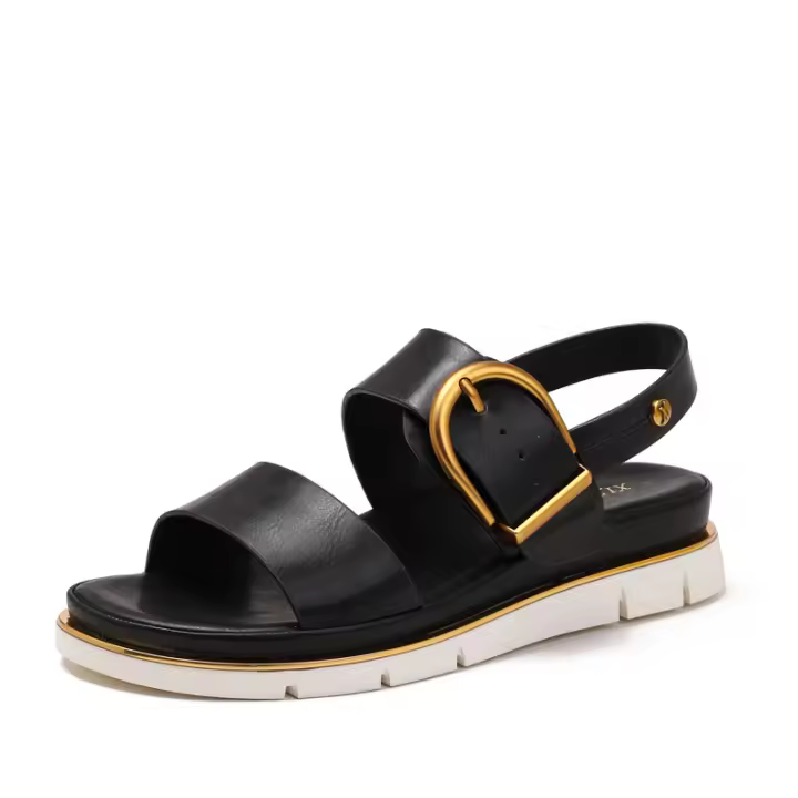Sandalias de moda con hebilla de una palabra, ropa exterior para mujer, nueva plataforma, zapatos romanos de cuña de moda versátiles - 1