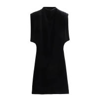 , nable Año Nuevo Corto sin mangas con hombreras de terciopelo, elegante vestido de noche para mujer - details 4