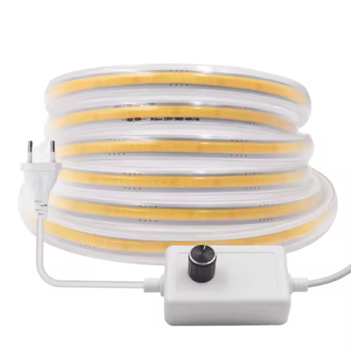 Cinta LED COB 220V con Enchufe de Dimmer 360 Leds/m Regulable Impermeable Iluminación Lineal 3000K 4000K 6000K Marca XUNATA Hecha en China - 1