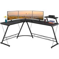 Escritorio Esquinero con Estanteria Grande 162x130x96cm Mesa Esquina Gaming Mesa para Ordenador Escritorio para Estudio Oficina Despacho Negra Metal - details 0