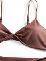 Bikini de cintura alta para mujer, traje de baño liso con tirantes, Tanga Sexy, ropa de playa, verano, 2024 - details 17