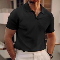 2025 Transfronterizo europeo y americano verano nueva camisa polo solapa con cuello en V waffle manga corta camiseta para hombres - details 4