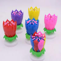Vela de flor de loto mágica para fiesta de boda, decoración giratoria Musical creativa para pastel de cumpleaños, regalo de bricolaje para niños - details 19