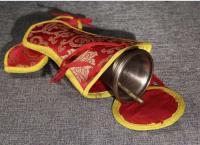 Campana y maja Juego de campanas nepalesas, funda protectora de artefactos tántricos de almacenamiento, bolsa de brocado, tamaño grande 19 cm - details 9