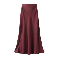 Faldas de satén para mujer, Falda Midi informal de seda, faldas largas de cintura alta - details 20
